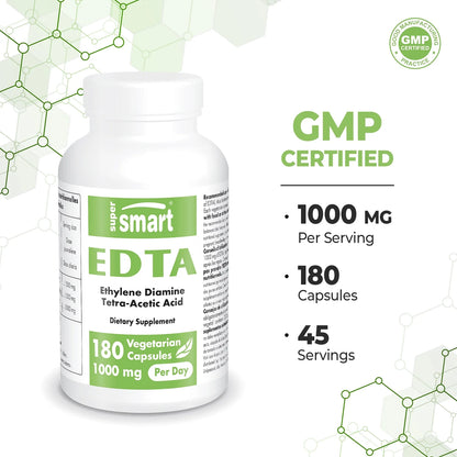 - EDTA 1000Mg per Day - Calcium Disodium EDTA Supplement | Non-Gmo & Gluten Free - 180 Vegetarian Capsules