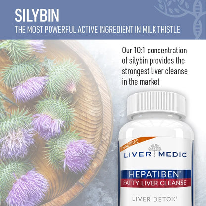 Hepatiben Liver Detox Cleanse, Non-Gmo Capsules for Liver Detox and Regeneration with Gut Repair, Liver Supplement with Milk Thistle, Turmeric, and L-Glutathione, 60 Vegetarian Capsules -