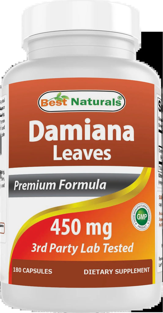 Damiana Leaves 450 Mg 180 Capsules | Supports Male and Female Reproductive Health