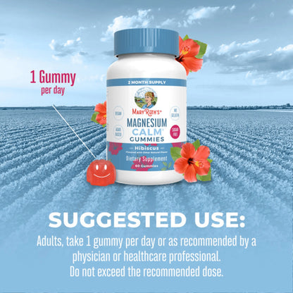 Adult Magnesium Calm Gummies for Bone and Joint Health, Mineral Supplements, Hibiscus, 30 Count