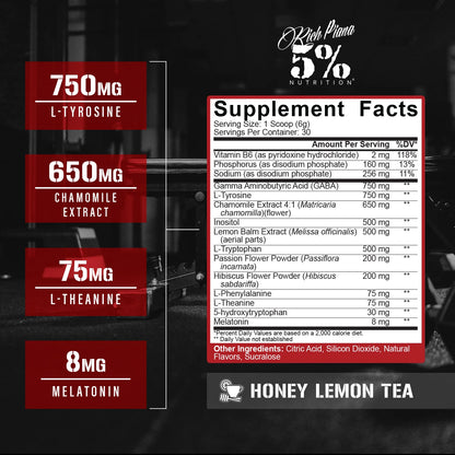 Rich Piana Knocked Out Natural Sleep Aid | Post-Workout Recovery & Deep Sleep Supplement | 6.3 Oz, 30 Servings (Honey Lemon Tea)
