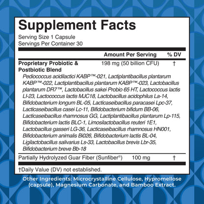 3-In-1 Probiotics for Digestive Health | Prebiotic & Postbiotic | Gut Health Supplement for Women & Men | 23 Unique Strains | Immune Support | 50 Billion CFU | 30 Servings