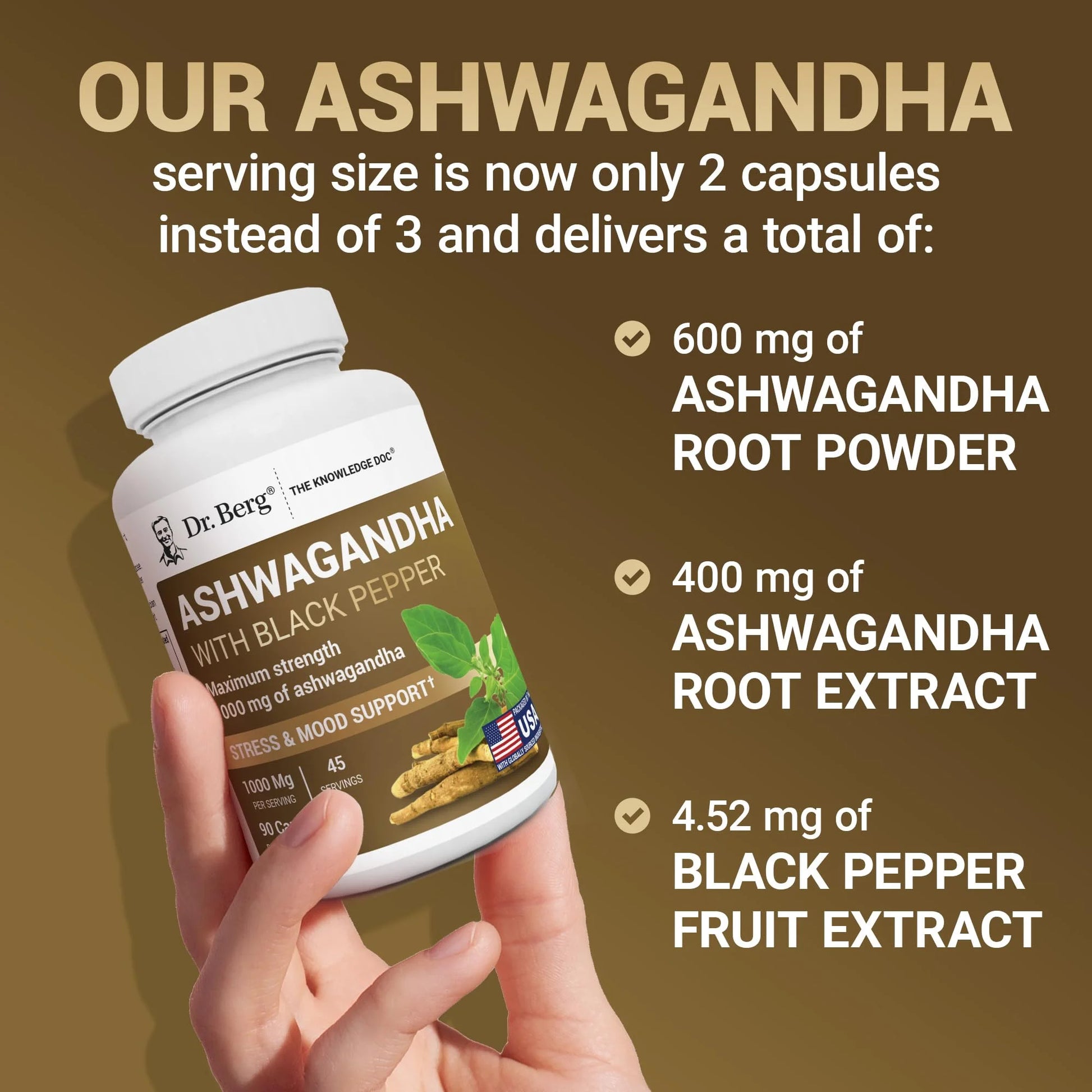 Ashwagandha Capsules with Black Pepper Extract, 90 Capsules