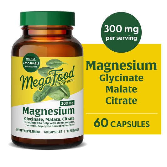 Magnesium 300 Mg - Glycinate, Citrate, Malate - Heart, Nerve Health - 30 Servings
