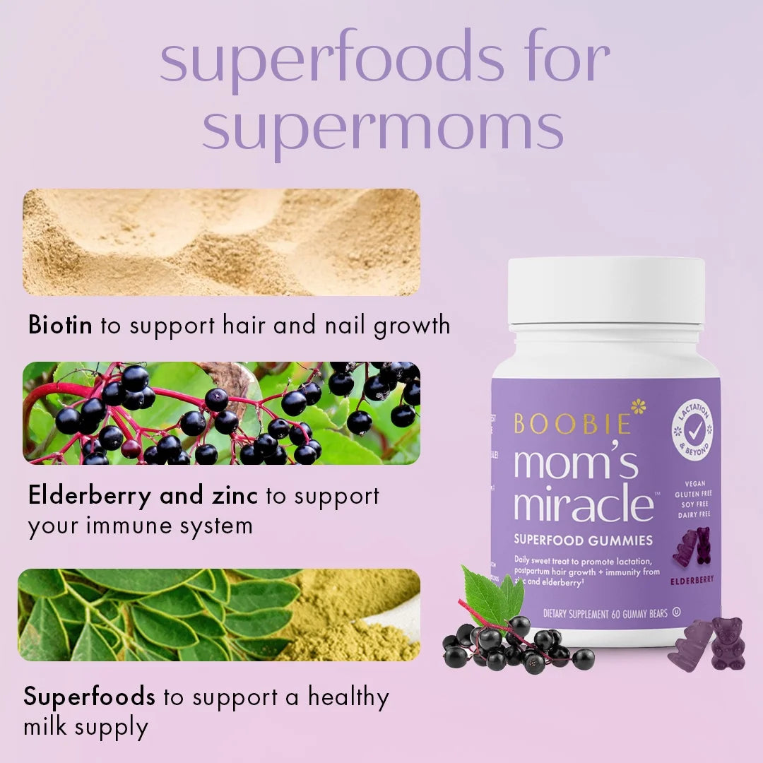 Bears Elderberry Lactation Gummies, Supporting Lactation with Milk-Boosting Superfoods, 60 Gummies
