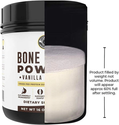 (2 Pack)  Keto Bone Broth Powder | Grass Fed Protein Powder with Collagen | Vanilla, 16 Oz