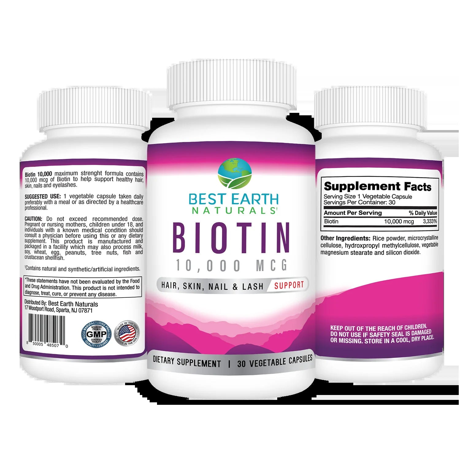 Biotin 10,000, Dietary Supplement, Hair, Skin, Nail and Lash Support, 30 Count