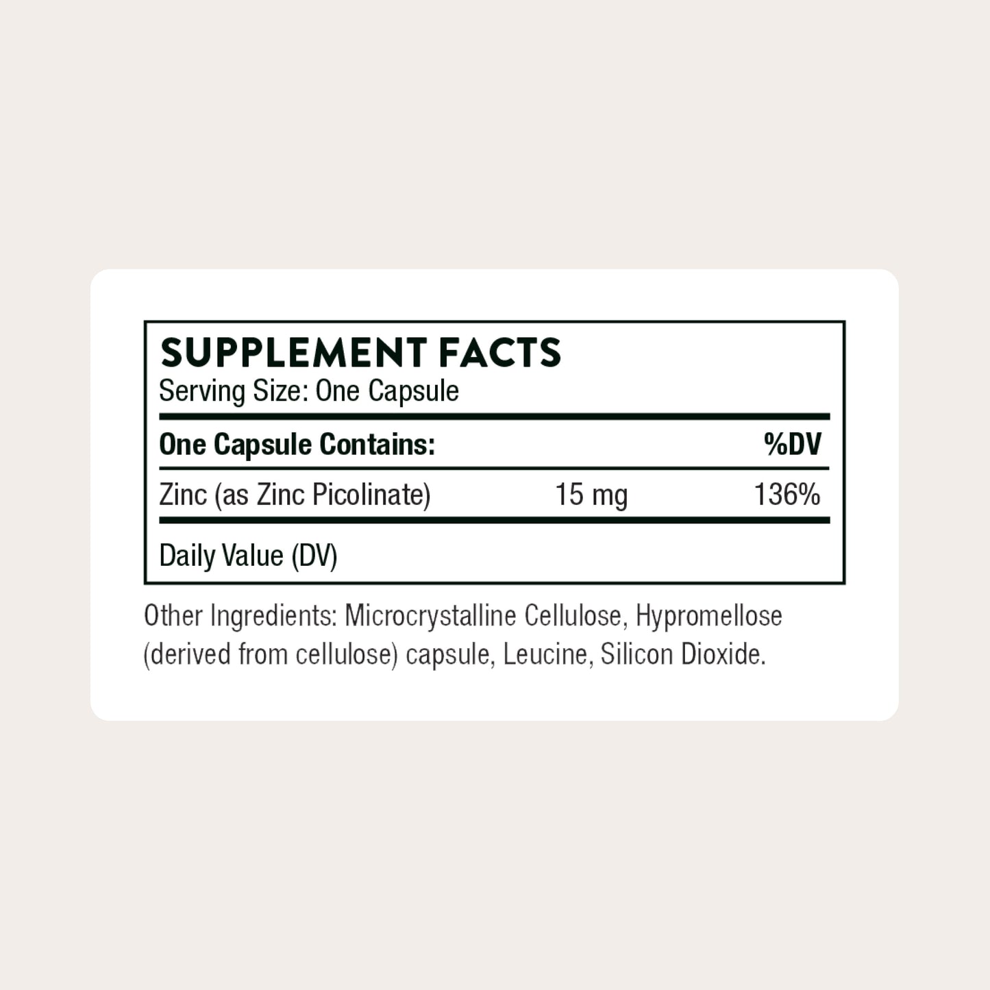 - Zinc Picolinate 15Mg - Highly Absorbable Zinc Supplement - Supports Wellness, Immune System, Eye, Skin, and Reproductive Health* - Gluten-Free, Soy-Free, Dairy-Free - 60 Capsules