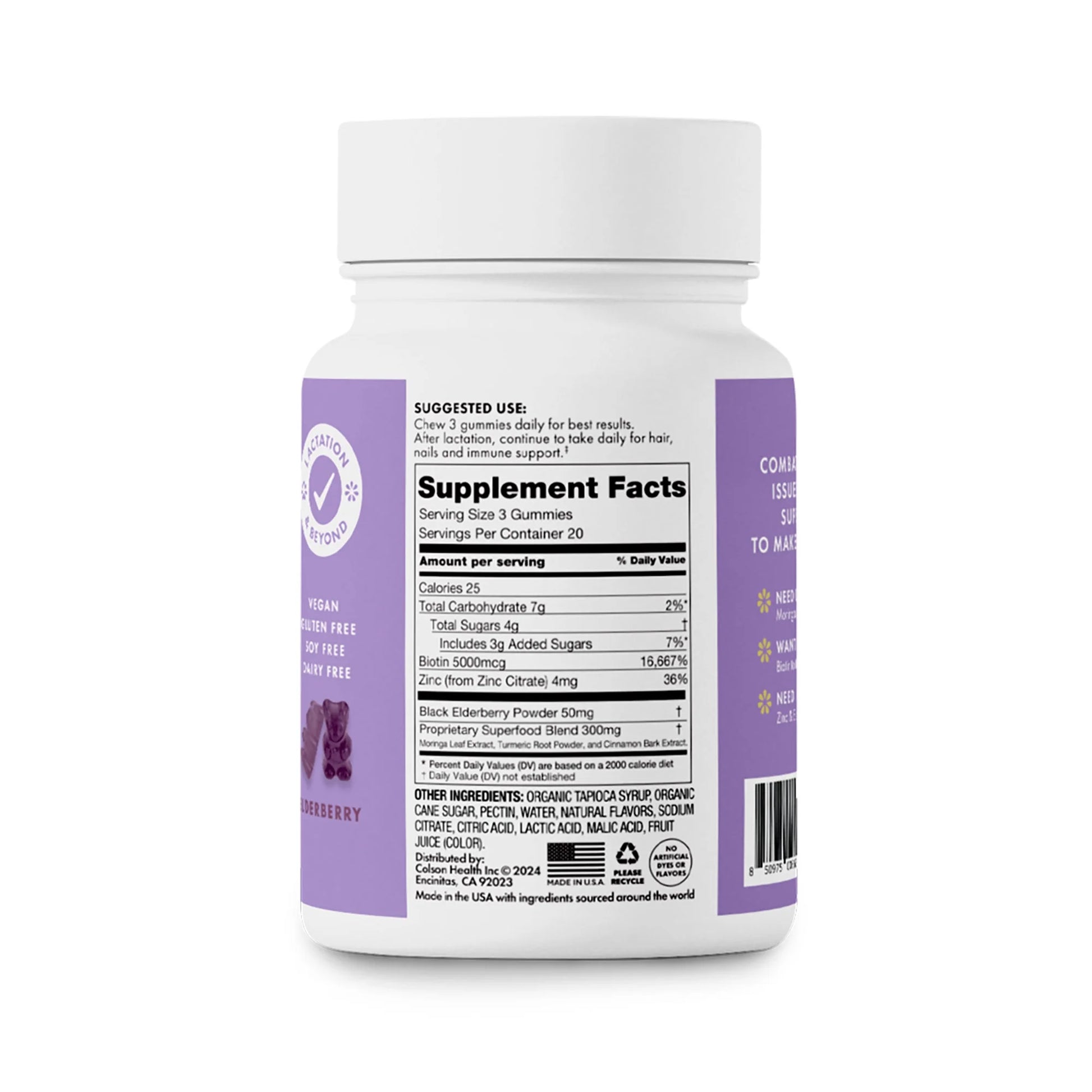 Bears Elderberry Lactation Gummies, Supporting Lactation with Milk-Boosting Superfoods, 60 Gummies