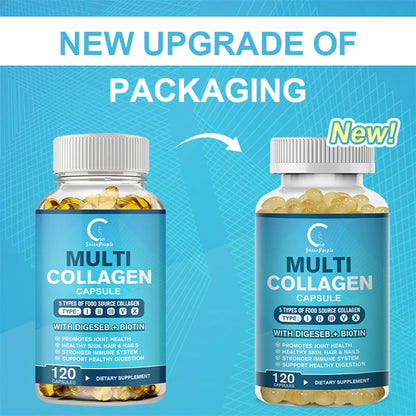 Multi-Collagen Capsules 5000Mg for Joints Hair Skin and Nails Healthy, 240 Capsules