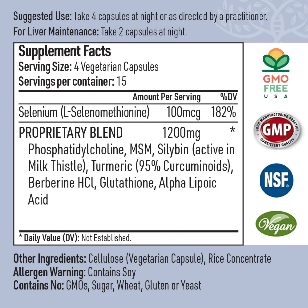 Hepatiben Liver Detox Cleanse, Non-Gmo Capsules for Liver Detox and Regeneration with Gut Repair, Liver Supplement with Milk Thistle, Turmeric, and L-Glutathione, 60 Vegetarian Capsules -