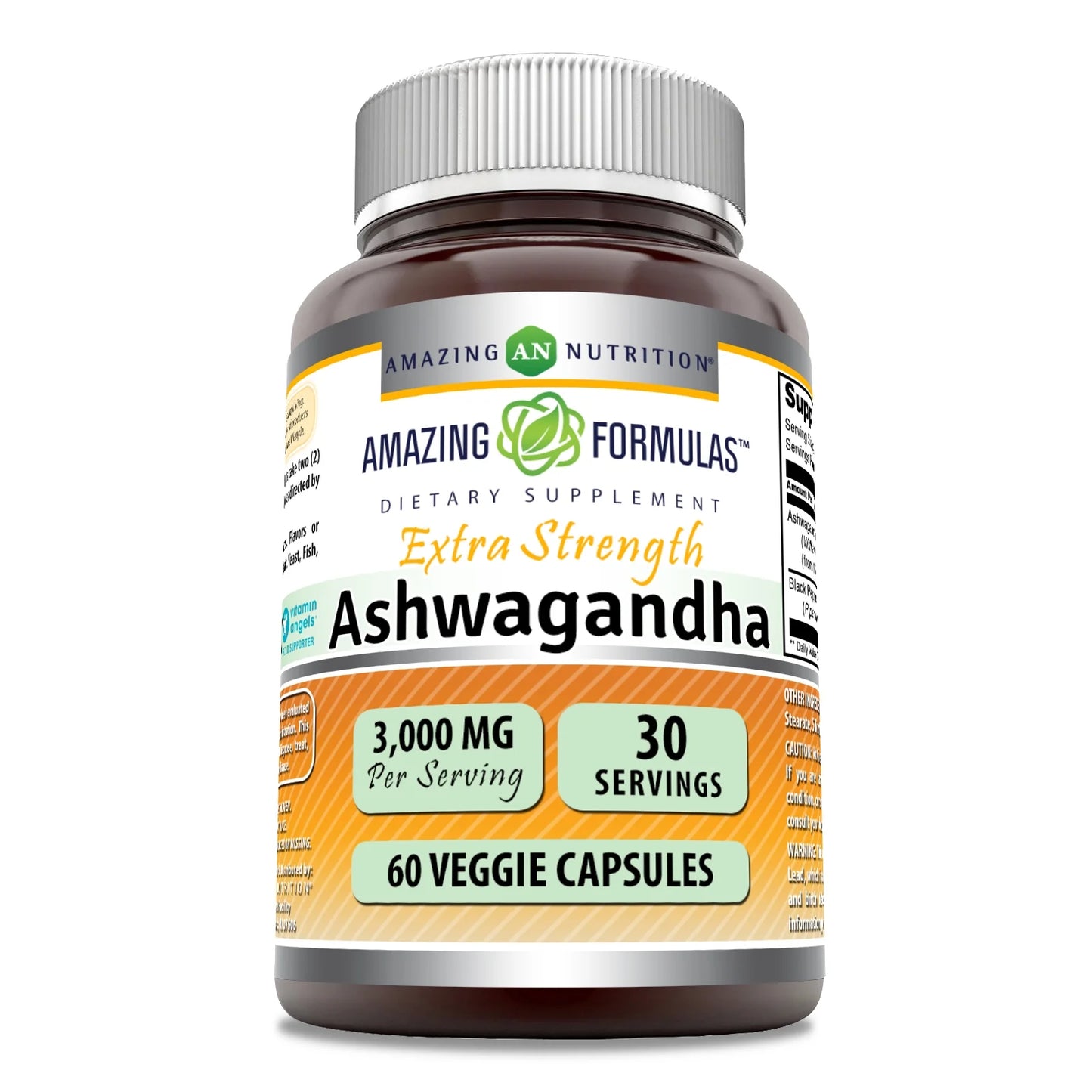 Amazing Formulas Ashwagandha Extract 3000 Mg per Serving | Powerful Strength | 60 Veggie Capsules Supplement | Made in USA