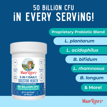 3-In-1 Probiotics for Digestive Health | Prebiotic & Postbiotic | Gut Health Supplement for Women & Men | 23 Unique Strains | Immune Support | 50 Billion CFU | 30 Servings