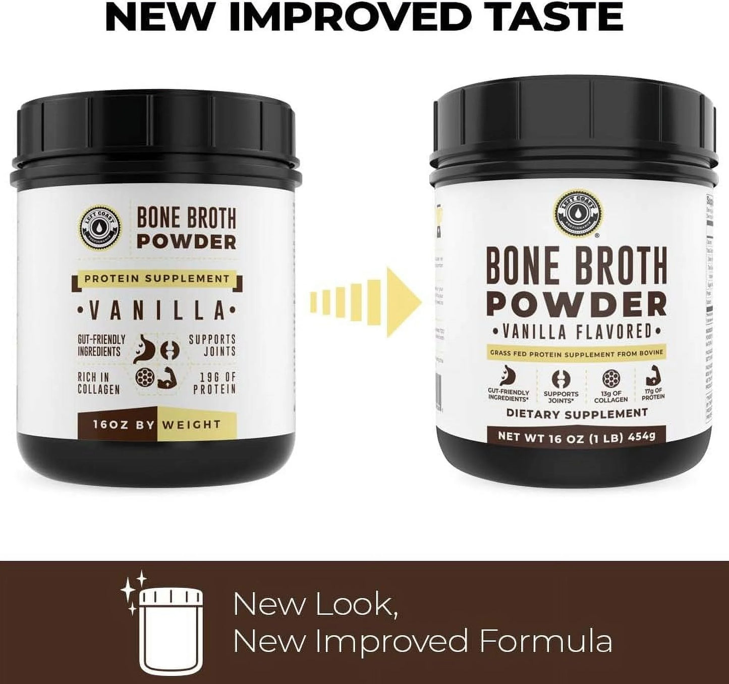 (2 Pack)  Keto Bone Broth Powder | Grass Fed Protein Powder with Collagen | Vanilla, 16 Oz