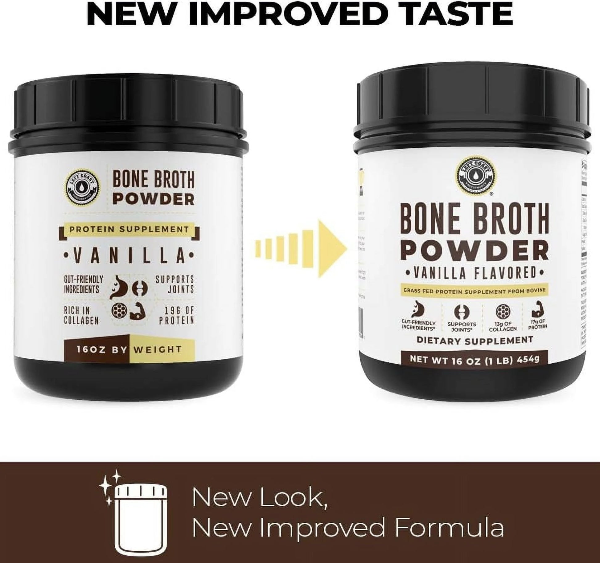 (2 Pack)  Keto Bone Broth Powder | Grass Fed Protein Powder with Collagen | Vanilla, 16 Oz