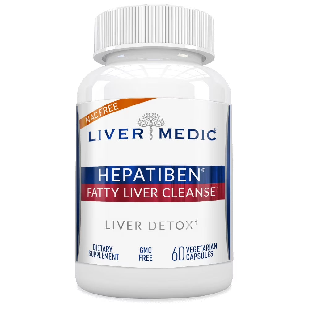 Hepatiben Liver Detox Cleanse, Non-Gmo Capsules for Liver Detox and Regeneration with Gut Repair, Liver Supplement with Milk Thistle, Turmeric, and L-Glutathione, 60 Vegetarian Capsules -