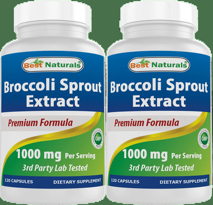 2 Pack  Broccoli Sprouts Extract 1000 Mg 120 Capsules