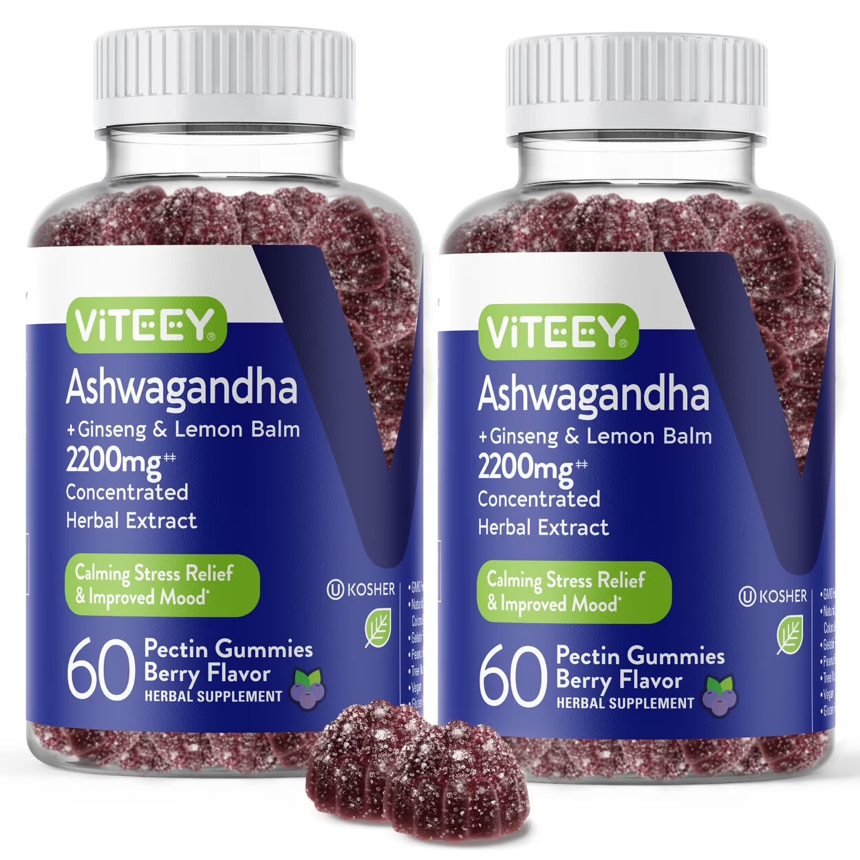 Ashwagandha Gummies, Stress Support, Berry Flavor, 60 Count, 2 Pack