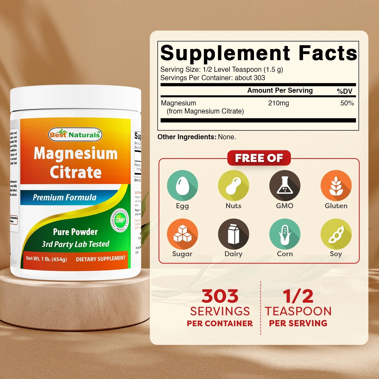 Magnesium Citrate 1 Lb (454G) Pure Powder