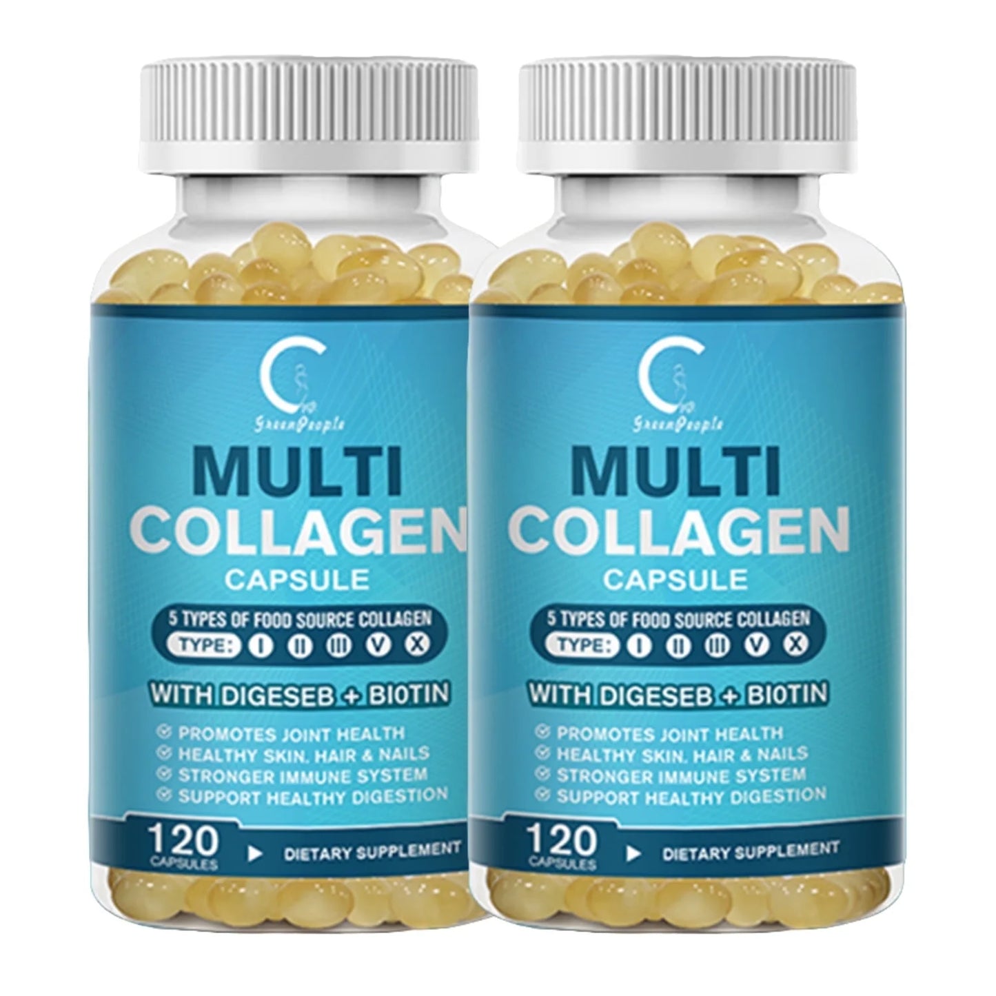 Multi-Collagen Capsules 5000Mg for Joints Hair Skin and Nails Healthy, 240 Capsules