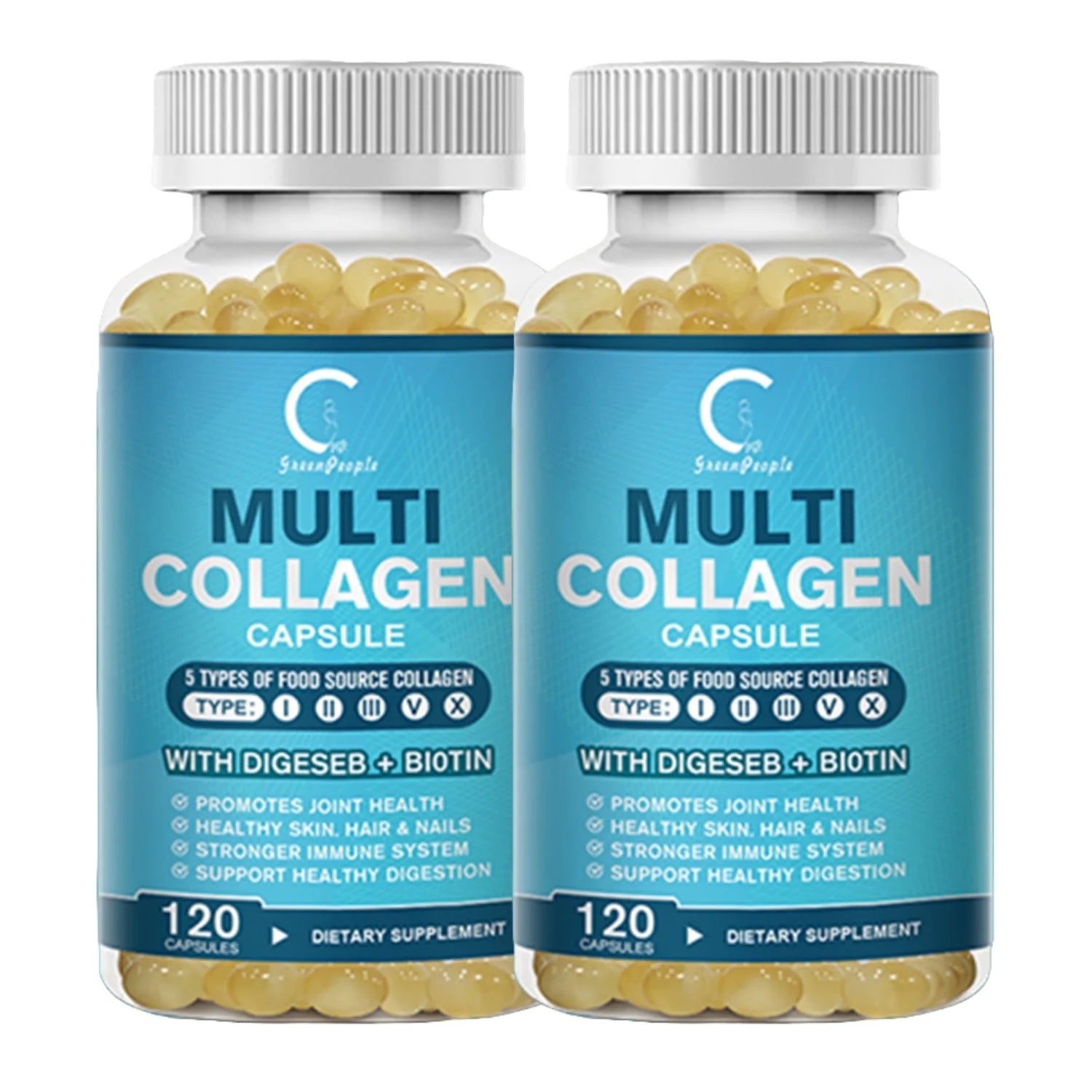 Multi-Collagen Capsules 5000Mg for Joints Hair Skin and Nails Healthy, 240 Capsules