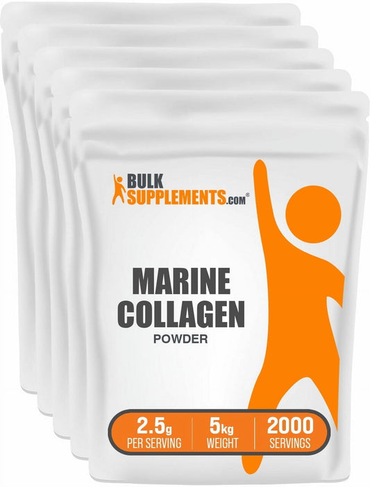 Bulksupplements Marine Collagen Capsules - Collagen Supplement, Hydrolyzed & Gluten Free - 5 Capsules per Serving (2500Mg), 300 Count