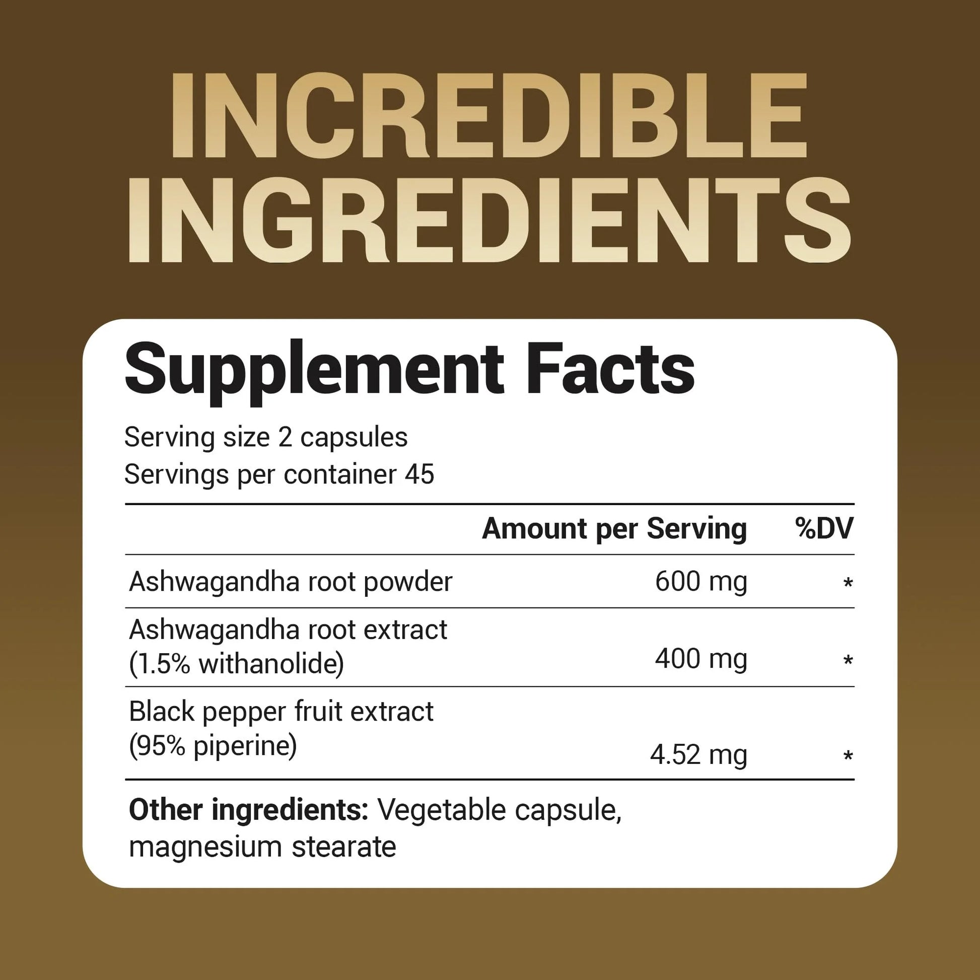 Ashwagandha Capsules with Black Pepper Extract, 90 Capsules