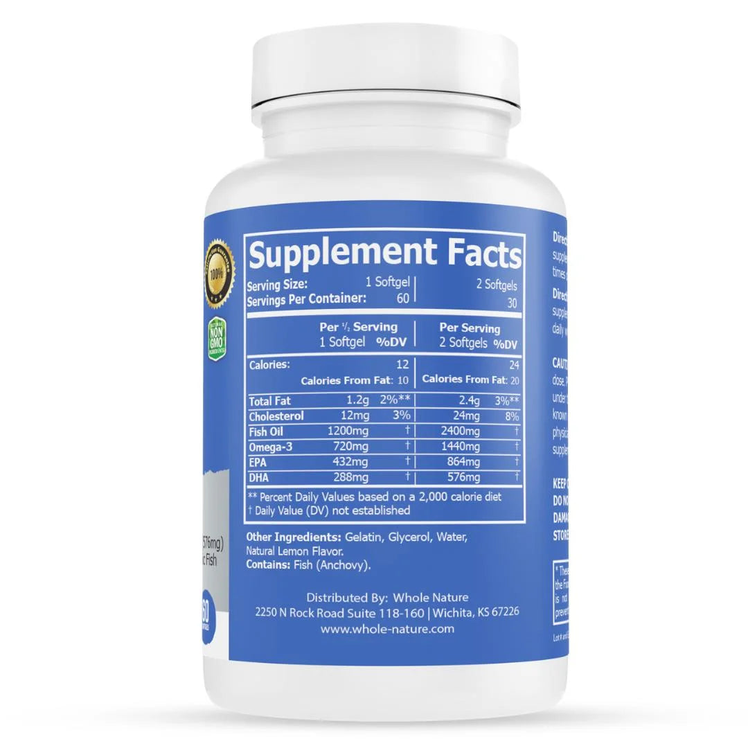Omega 3 Fish Oil - 2400 Mg Fish Oil , 1440 Mg Omega
