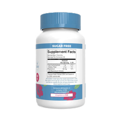 Adult Magnesium Calm Gummies for Bone and Joint Health, Mineral Supplements, Hibiscus, 30 Count