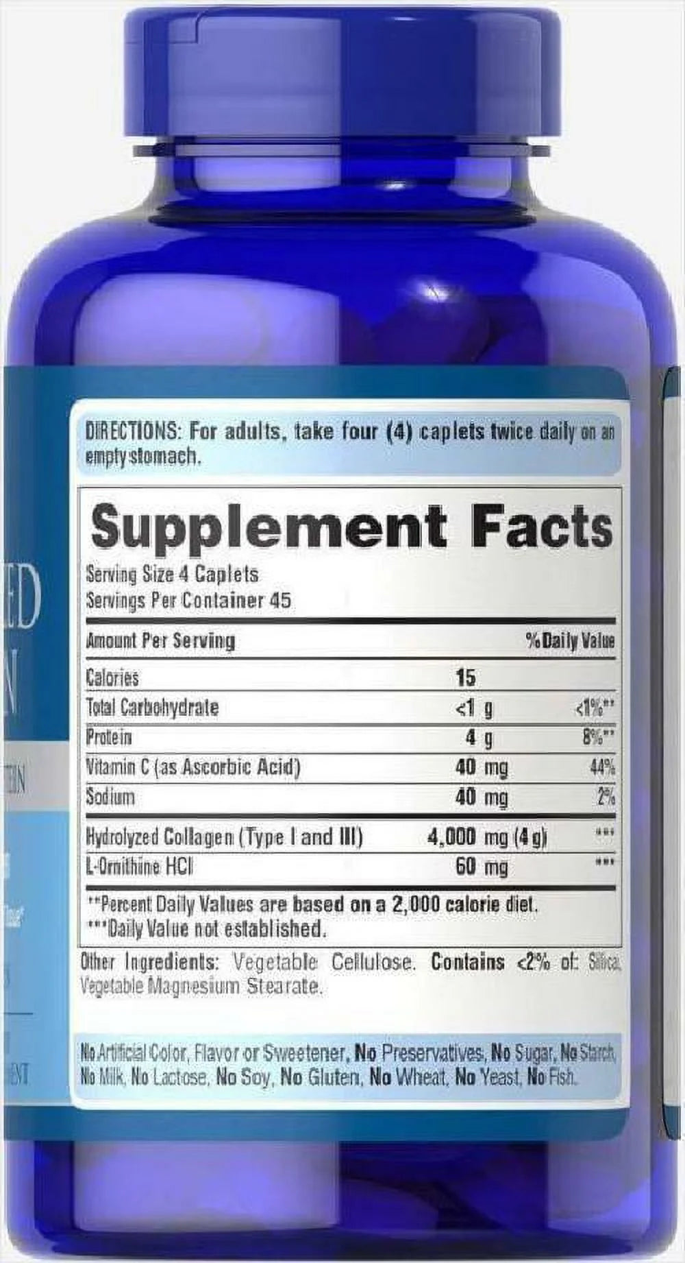 Puritans Pride Hydrolyzed Collagen Caplets, 1000 Mg, 180 Ct