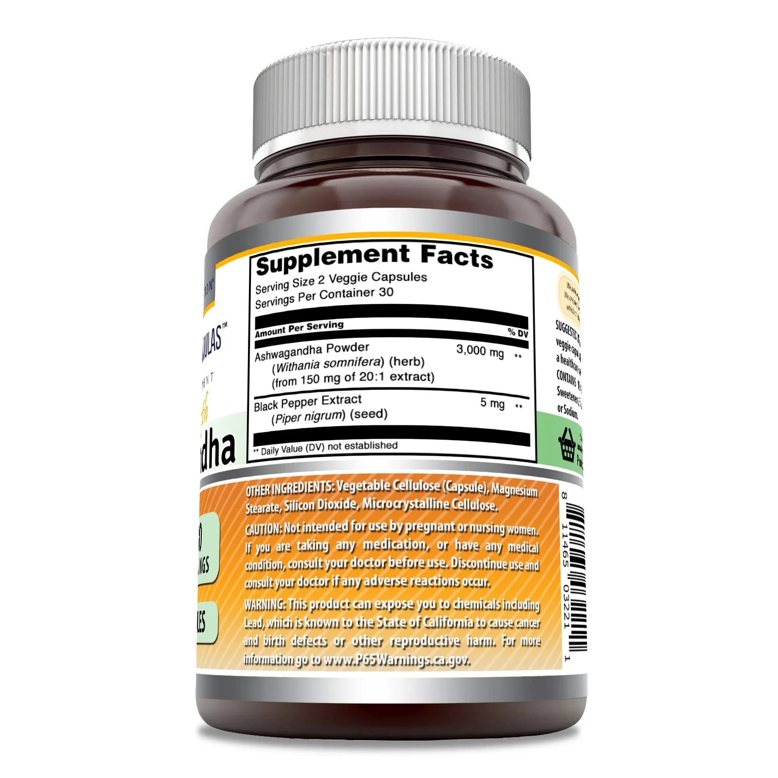 Amazing Formulas Ashwagandha Extract 3000 Mg per Serving | Powerful Strength | 60 Veggie Capsules Supplement | Made in USA
