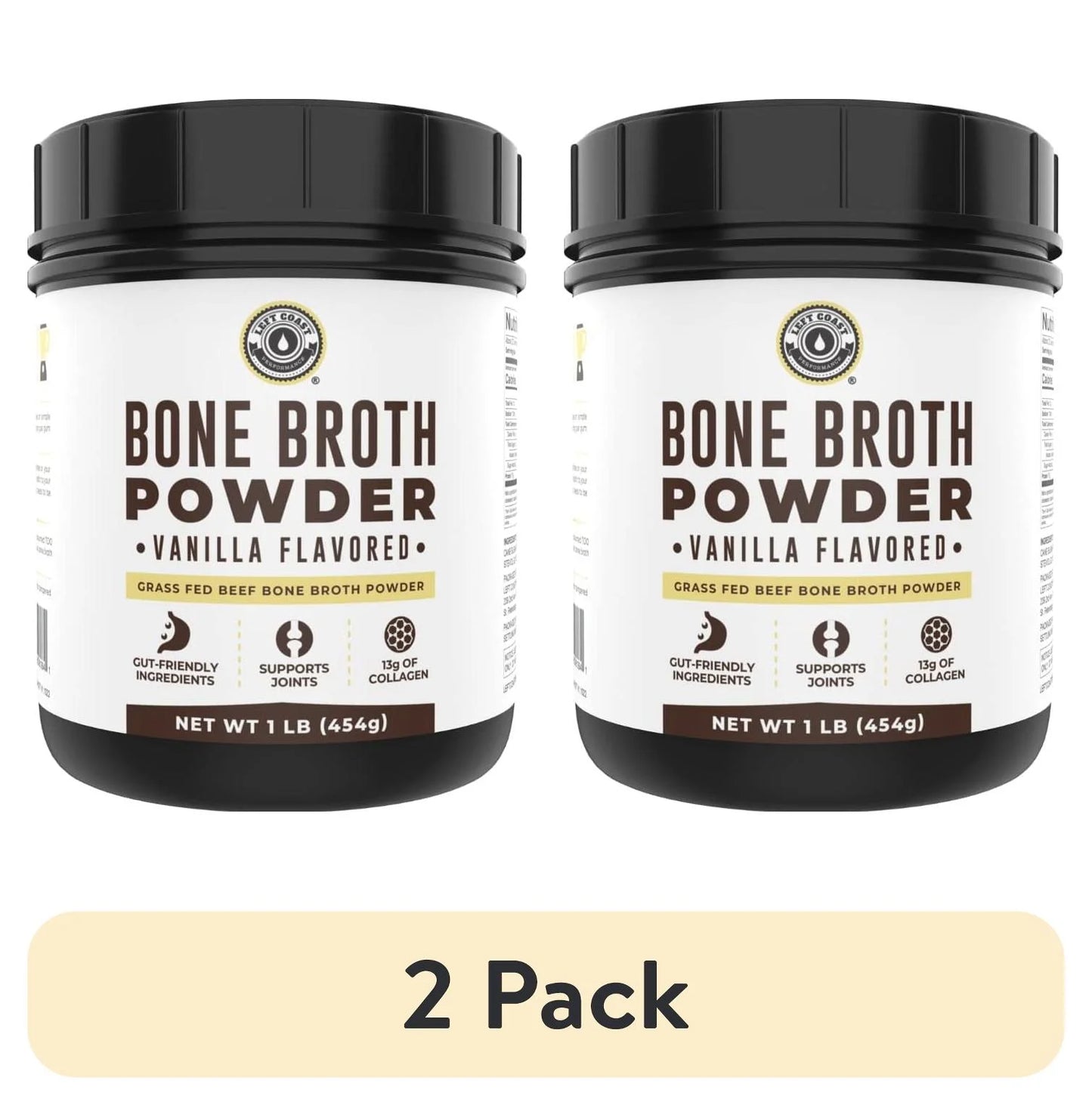 (2 Pack)  Keto Bone Broth Powder | Grass Fed Protein Powder with Collagen | Vanilla, 16 Oz
