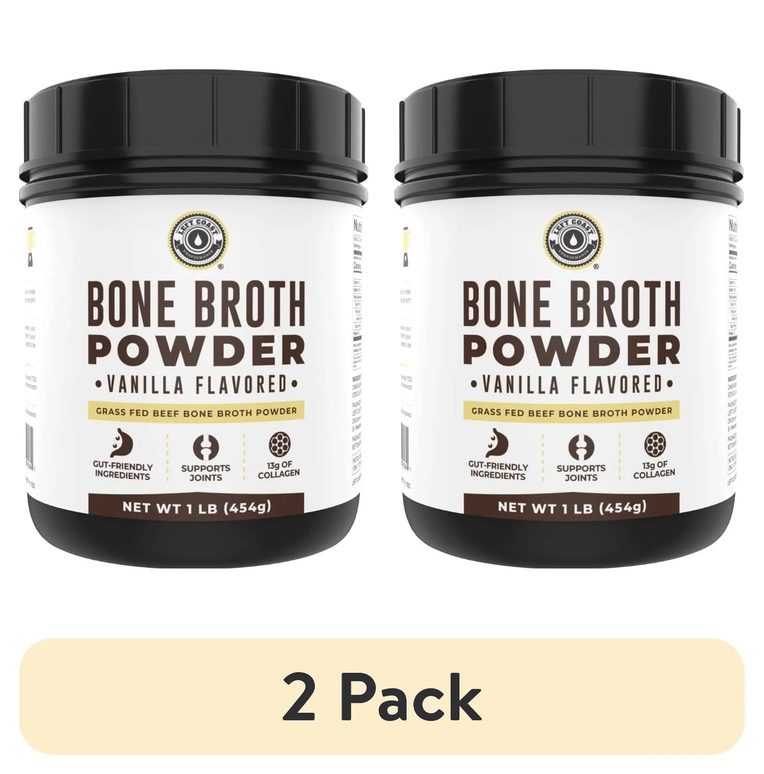 (2 Pack)  Keto Bone Broth Powder | Grass Fed Protein Powder with Collagen | Vanilla, 16 Oz