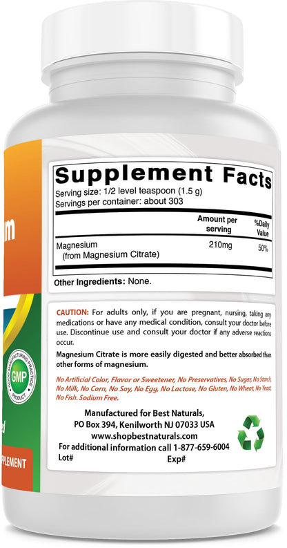 Magnesium Citrate 1 Lb (454G) Pure Powder