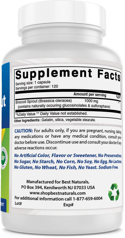 2 Pack  Broccoli Sprouts Extract 1000 Mg 120 Capsules
