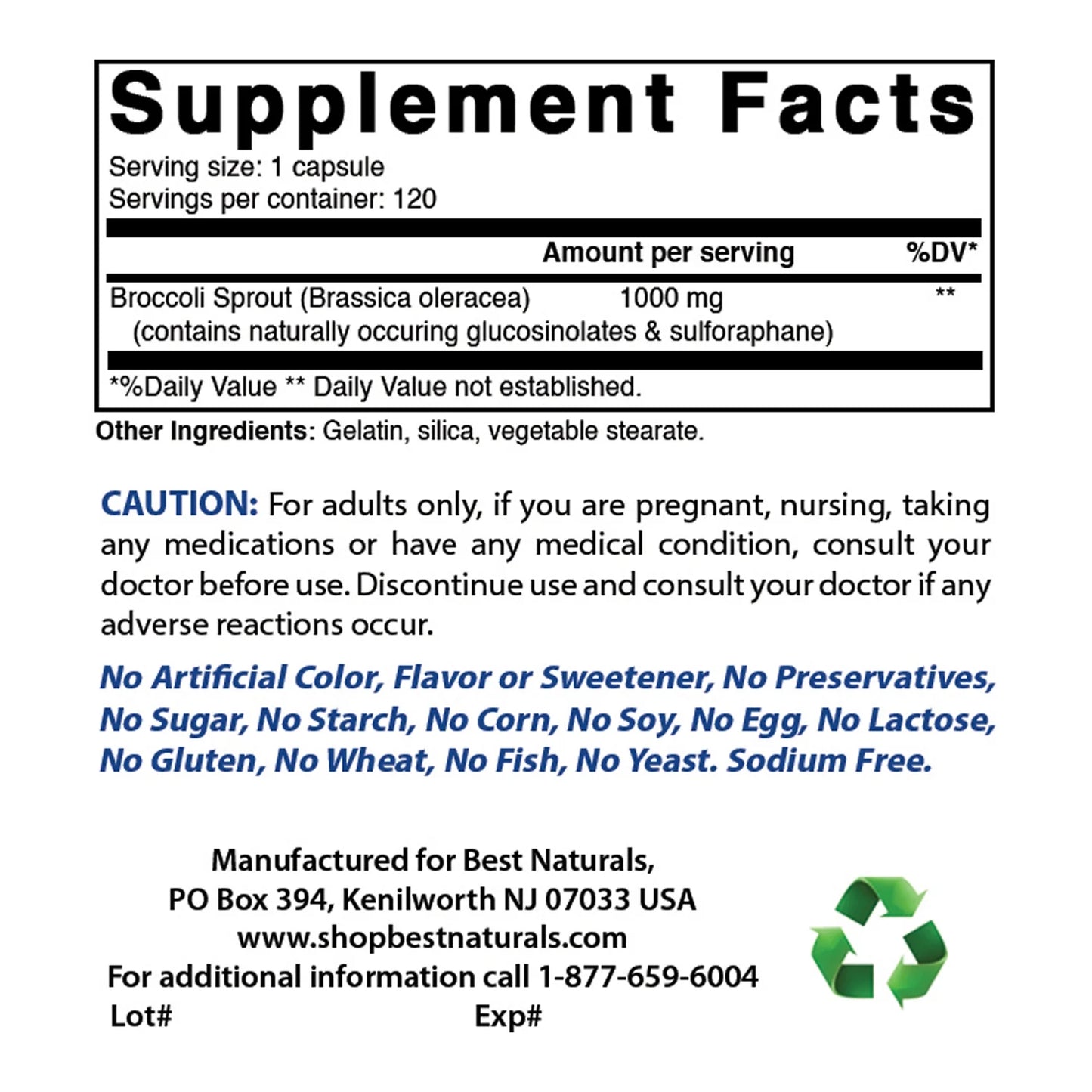 2 Pack  Broccoli Sprouts Extract 1000 Mg 120 Capsules