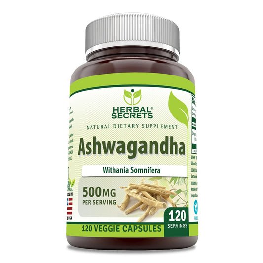Ashwagandha 500 Mg per Serving 120 Veggie Capsules Supplement | Non-Gmo | Gluten Free | Made in USA | Suitable for Vegetarians